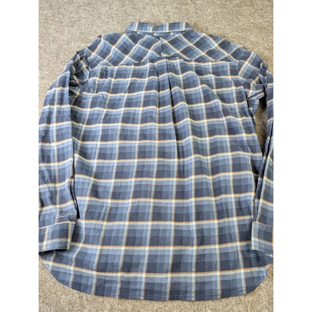 Columbia Omni-Wick Mens XL Blue Plaid Long Sleeve Button Down Shirt Stretch EUC